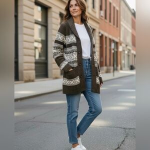 Sansara Womans Heavy Knit Button Front Sweater With Pockets Med